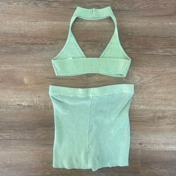 Paloma Wool Drew Ribbed Knit Top and Gaetana Shorts Set Willow Green Size Medium - Picture 6 of 11